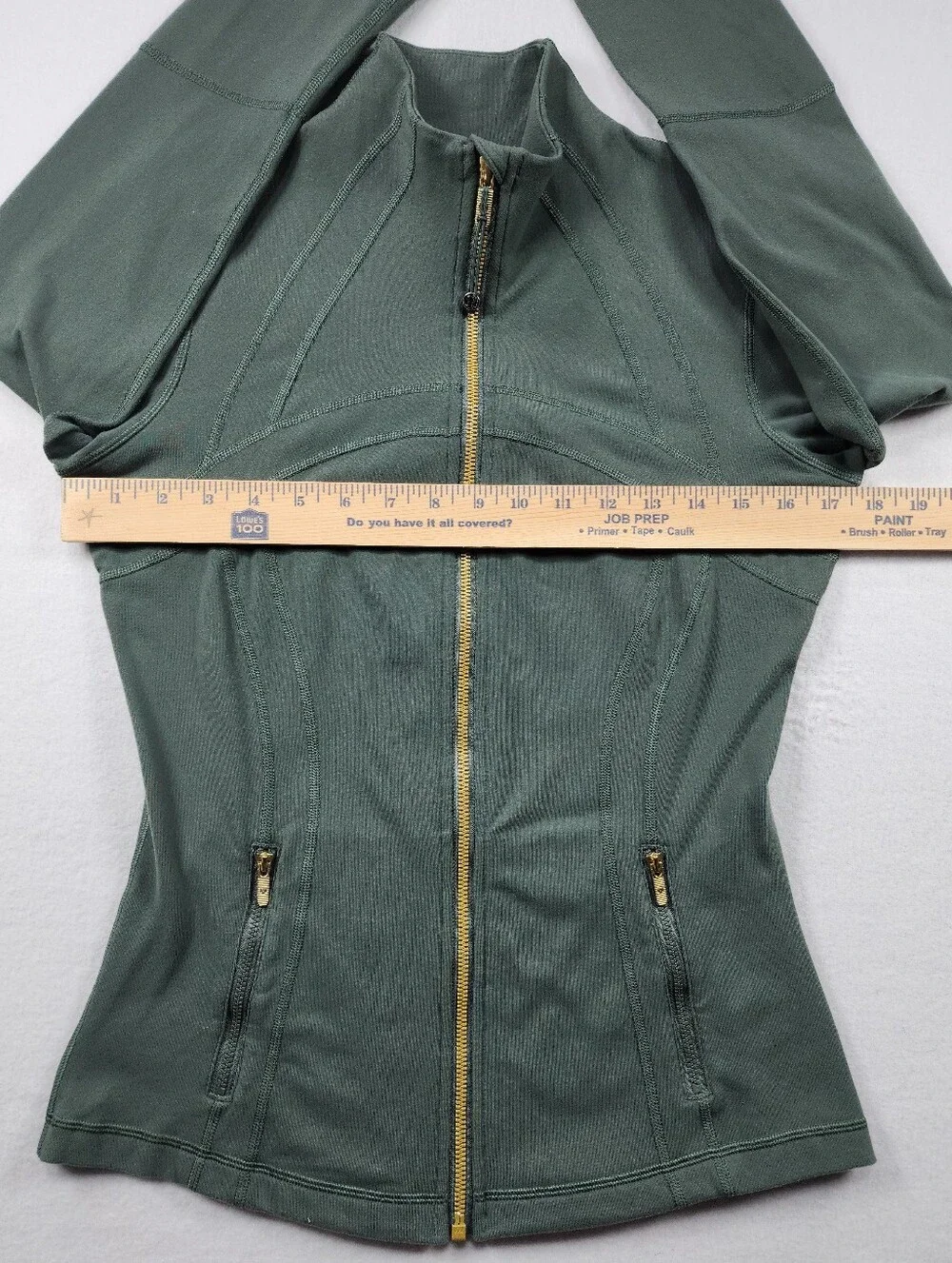 Lululemon Define Jacket Luon Green Gold Zip Thumbholes Size 8